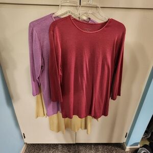 Christopher and Banks 3/4 length sleeve, satin trim tops size XL